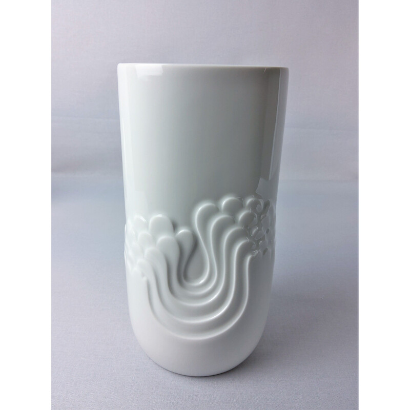 Jarrón vintage de porcelana blanca de Tapio Wikkala para Thomas, 1970