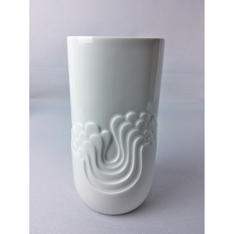 Vintage white porcelain vase by Tapio Wikkala for Thomas, 1970