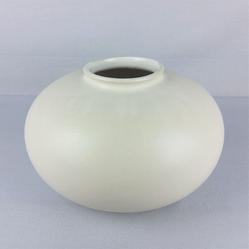 Vaso de cerâmica branco vintage, 1960