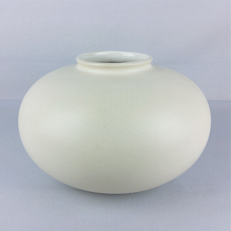 Vintage white ceramic vase, 1960