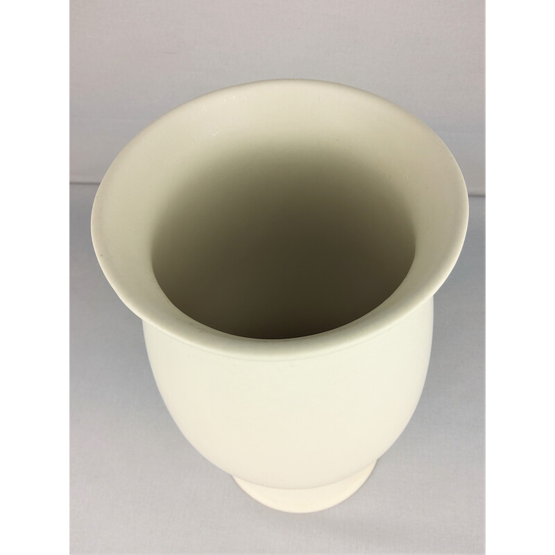 Vaso de cerâmica branco vintage de Franco Pozzi, 1970