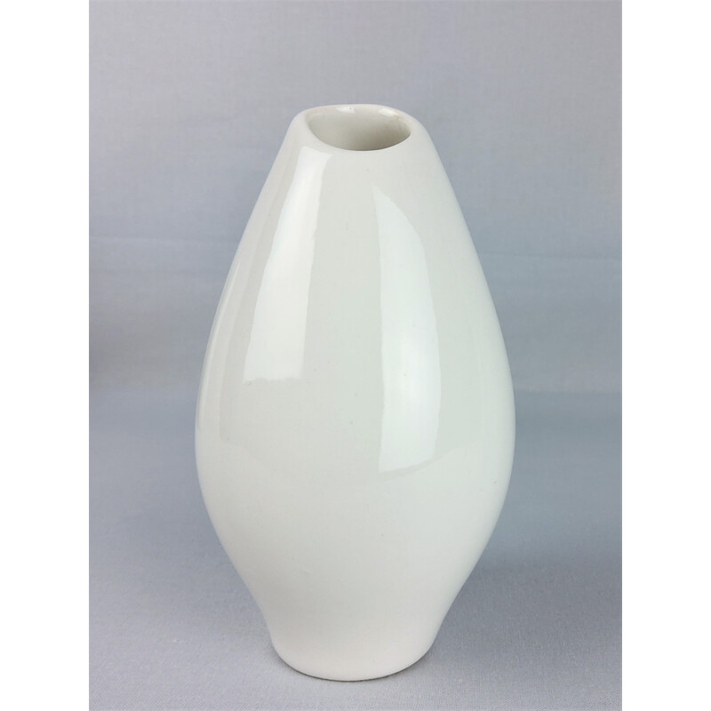 Vase vintage céramique blanc par Villeroy et Boch