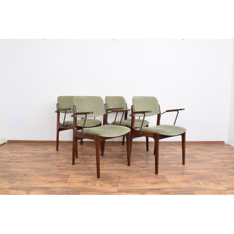 Conjunto de 4 cadeiras laterais de teca sólida Dinamarca 1960