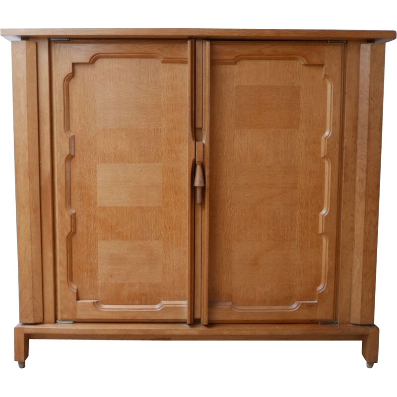 Vintage oak cabinet model bouvine by Guillerme and Chambron, France 1960