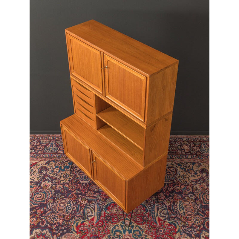 Vintage teak veneer chest of drawers with four doors 1960s