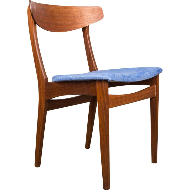 Set of 6 vintage teak and fabric chairs by Samcom Denmark 1960s