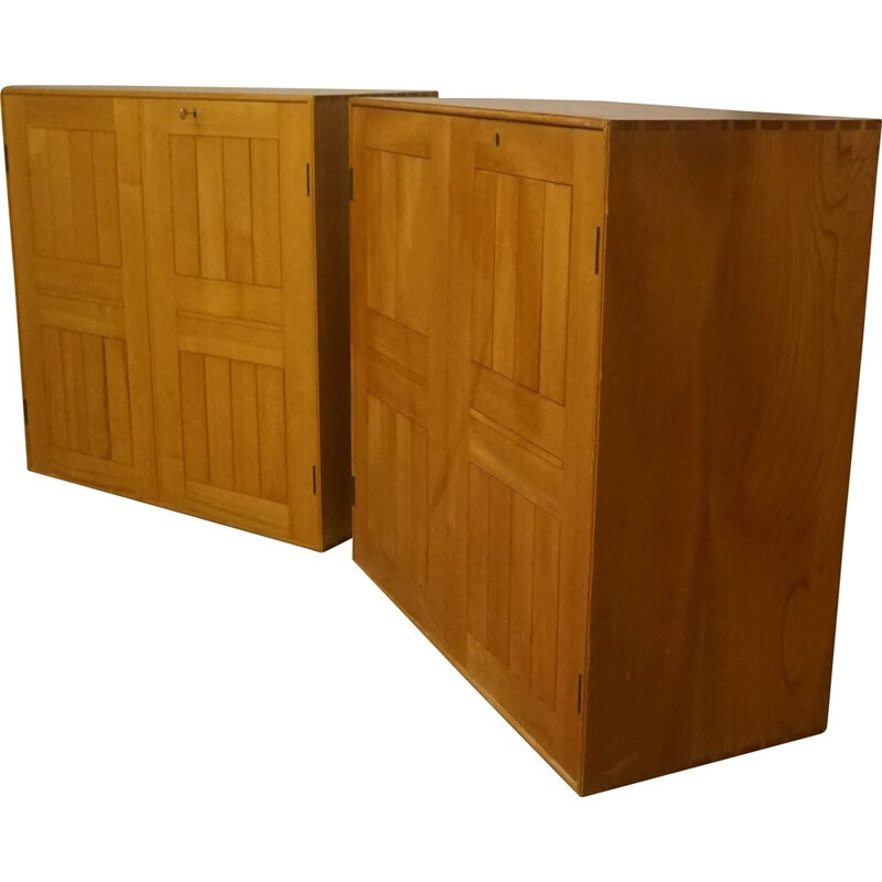 Pair of classic vintage solid elm bookcases by Mogens Koch 1940