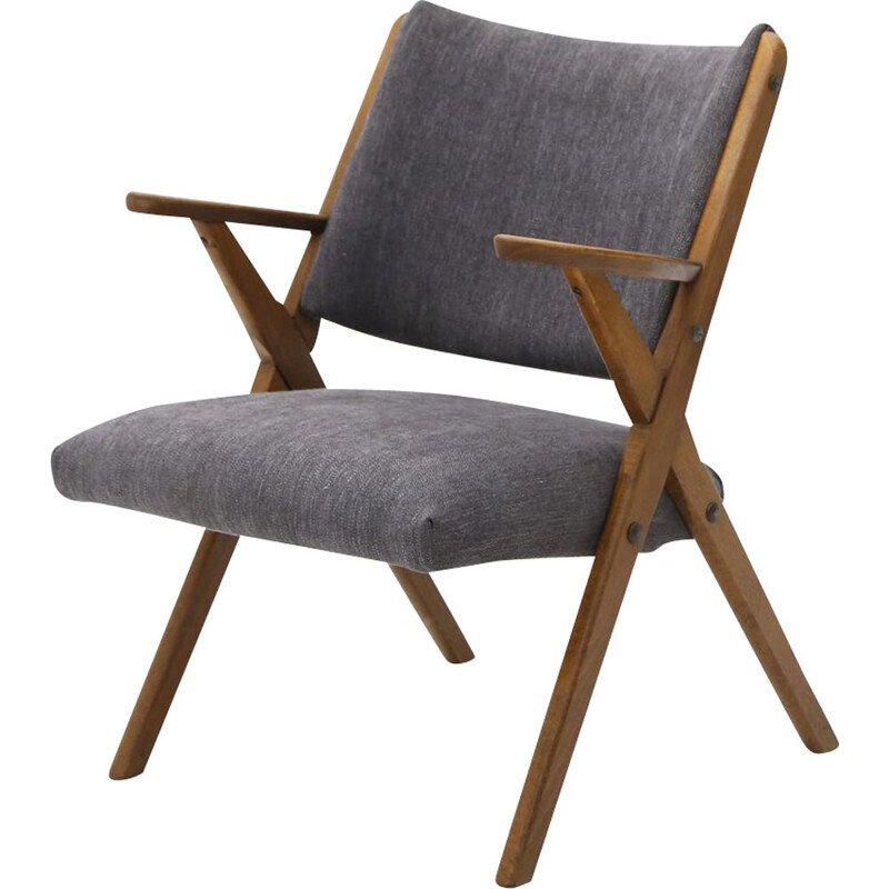 Vintage grijze stoffen fauteuil van Dal Vera 1960
