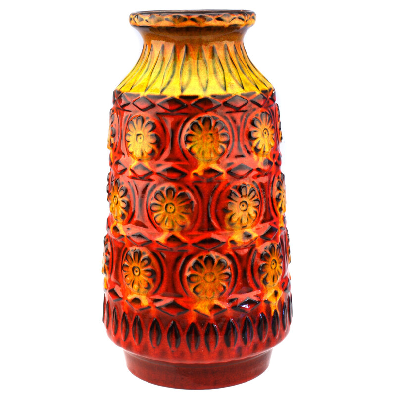 Bay Keramik Pottery big vase in red ceramic - 1970s