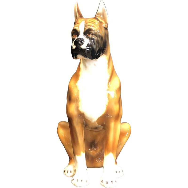 Vintage ceramic dog sculpture Italy 1960s