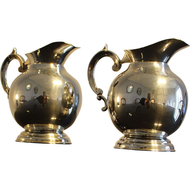 Pair of vintage silver plated jugs Italy 1950s