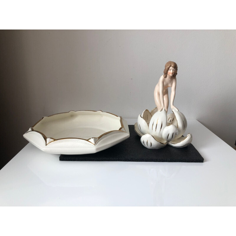 Vintage Naked Woman in the Lily Bowl by Royal Dux