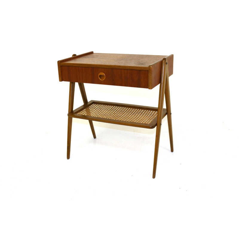 Vintage teak bedside table Sweden 1950s