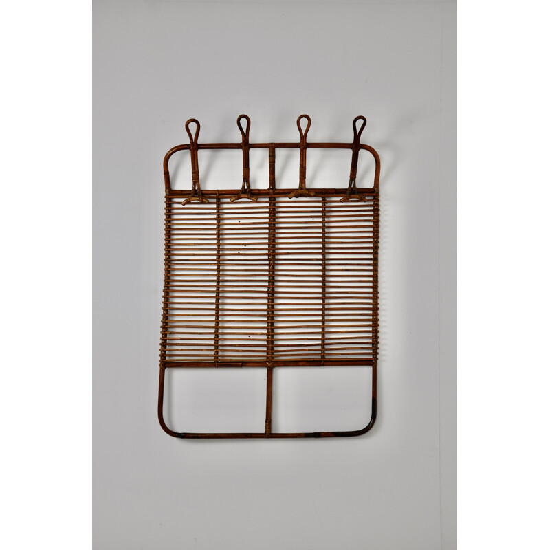 Vintage Rattan Coat Rack 1960s