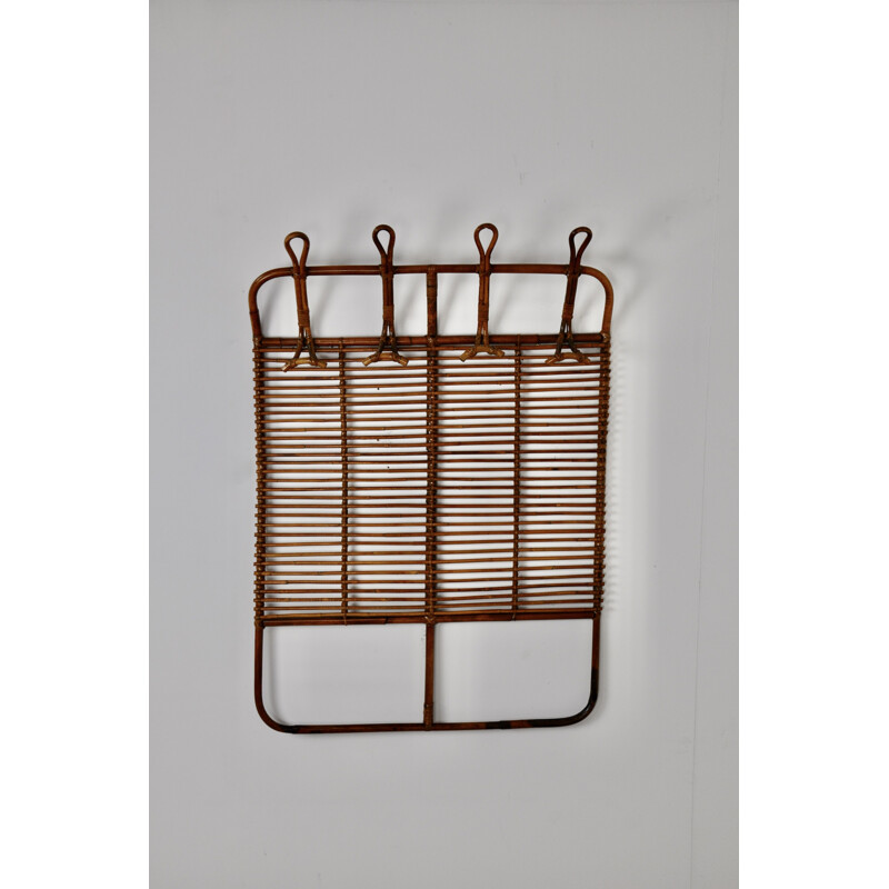 Vintage Rattan Coat Rack 1960s