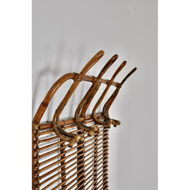 Vintage Rattan Coat Rack 1960s