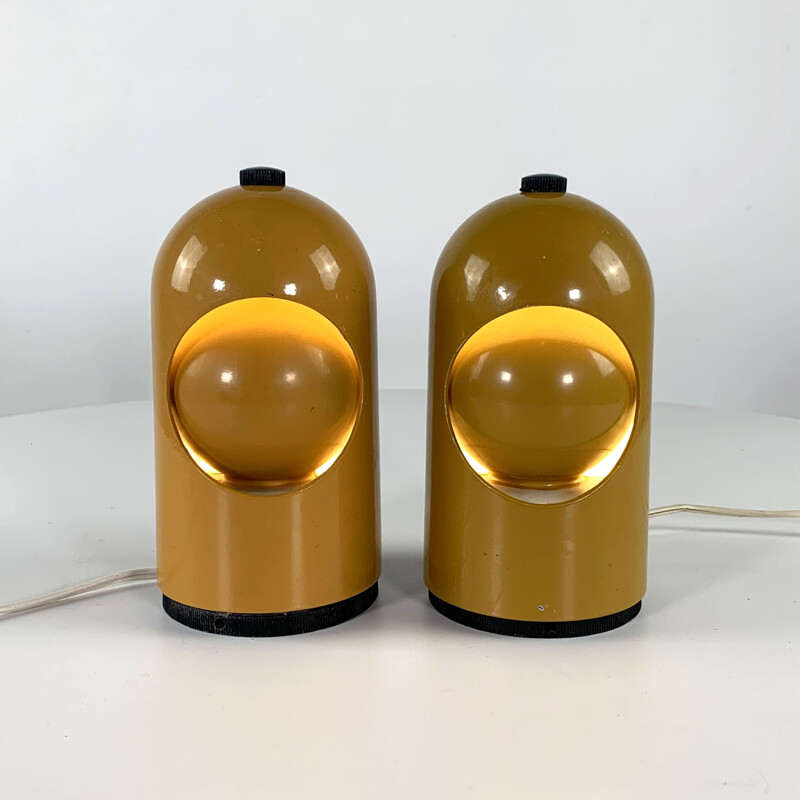 Pair of vintage mustard table lamps by Selene 1960s