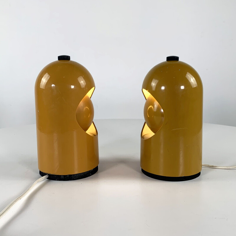 Pair of vintage mustard table lamps by Selene 1960s