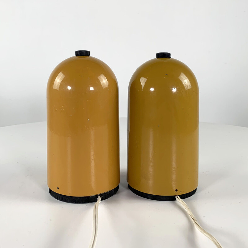 Pair of vintage mustard table lamps by Selene 1960s