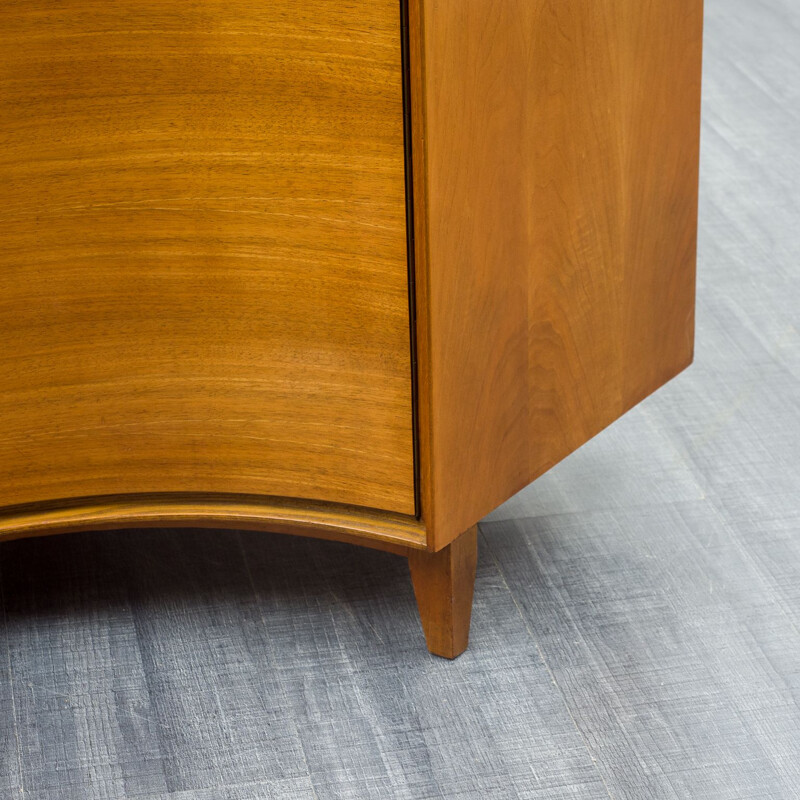 Vintage walnut corner cabinet, restored 1950s