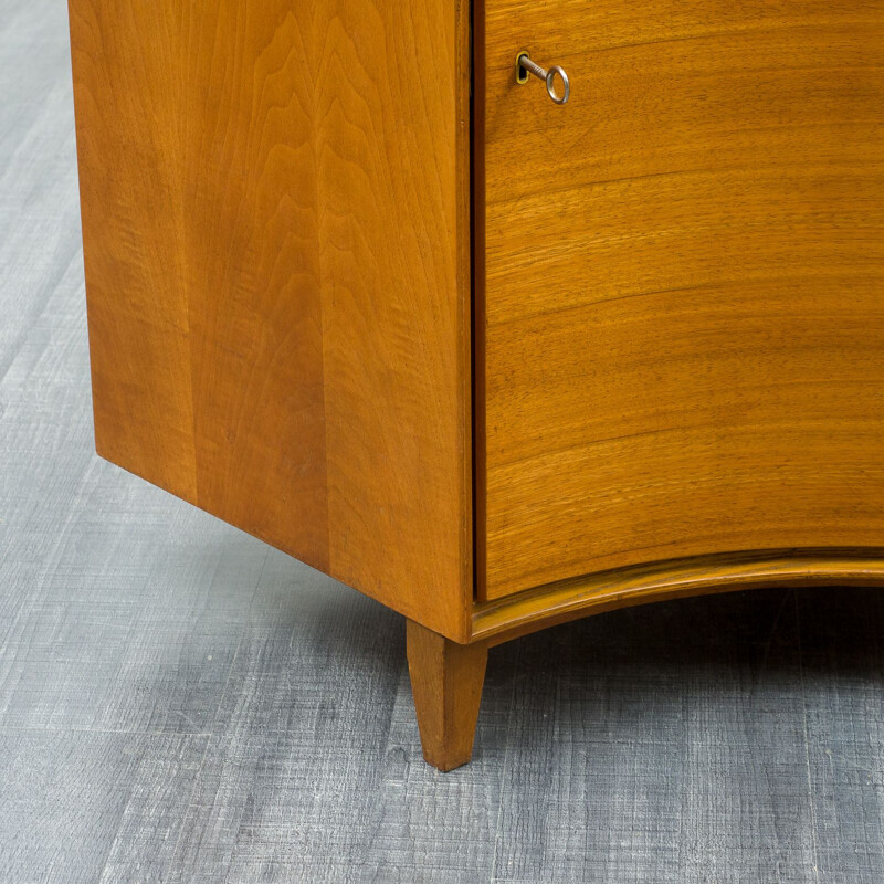 Vintage walnut corner cabinet, restored 1950s