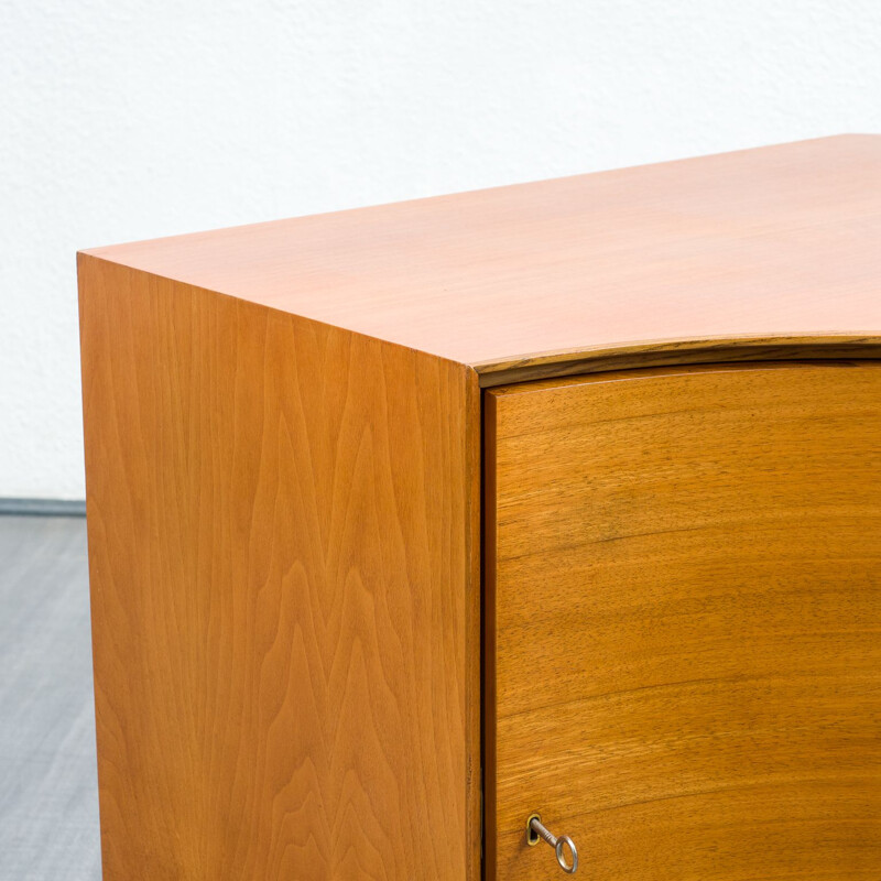 Vintage walnut corner cabinet, restored 1950s