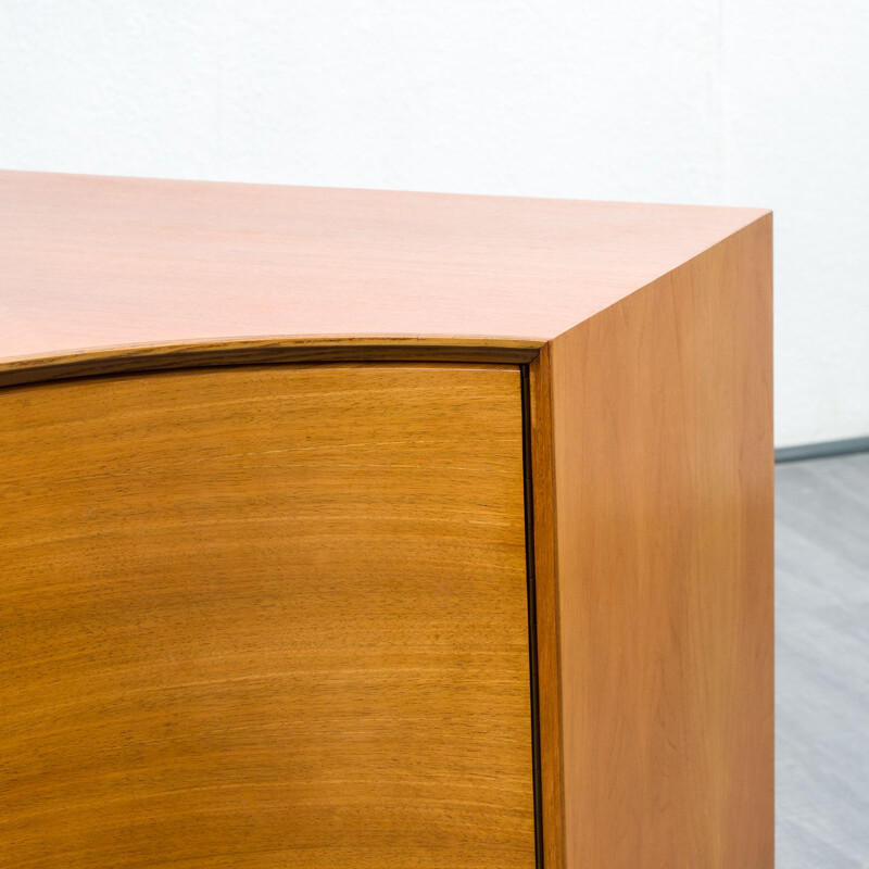 Vintage walnut corner cabinet, restored 1950s