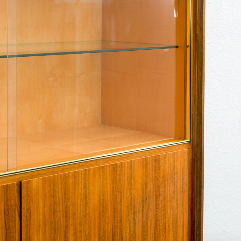 Vintage high sideboard with walnut display case restored 1950s