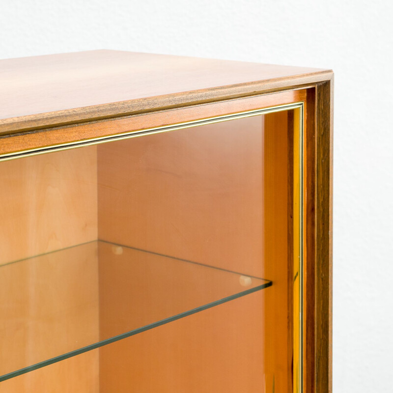 Vintage high sideboard with walnut display case restored 1950s