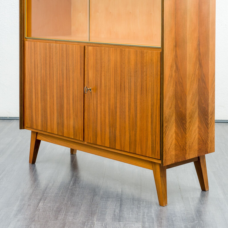 Vintage high sideboard with walnut display case restored 1950s