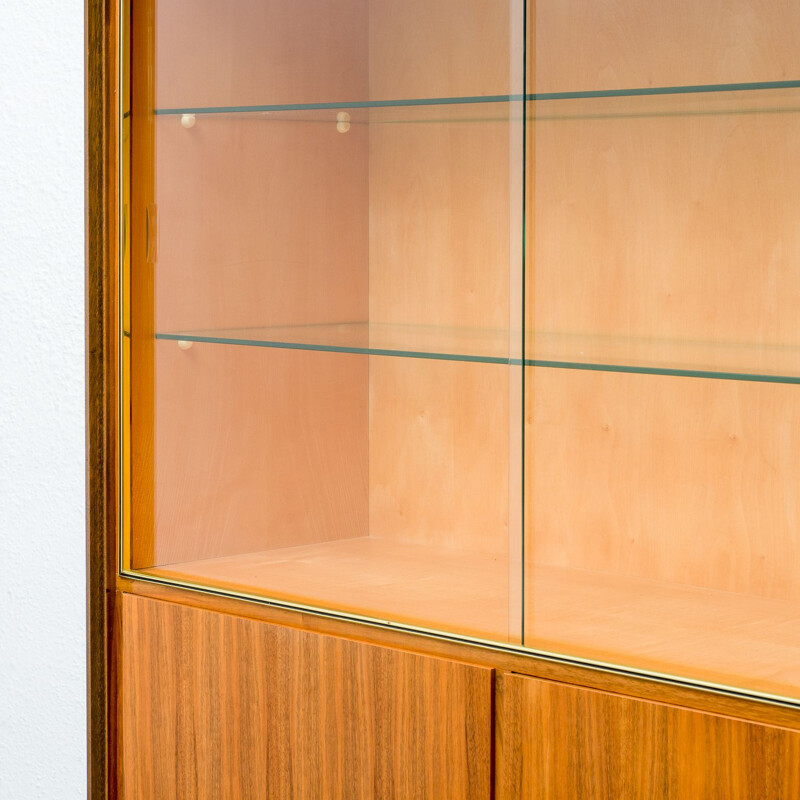 Vintage high sideboard with walnut display case restored 1950s