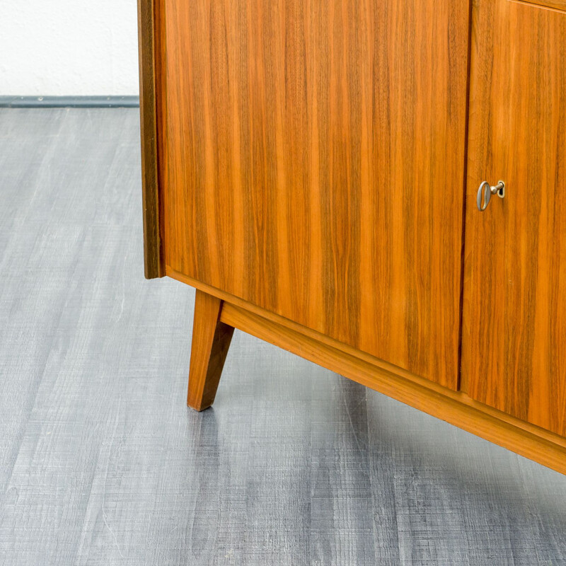 Vintage high sideboard with walnut display case restored 1950s