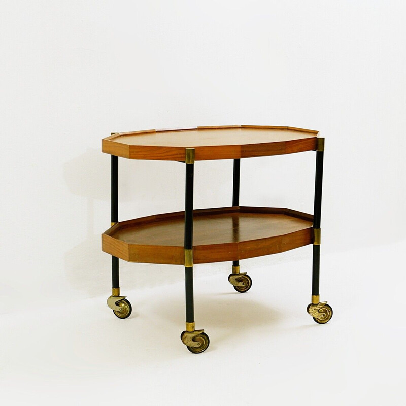 Vintage double shelf serving trolley by Bergonzi Italy 1950s