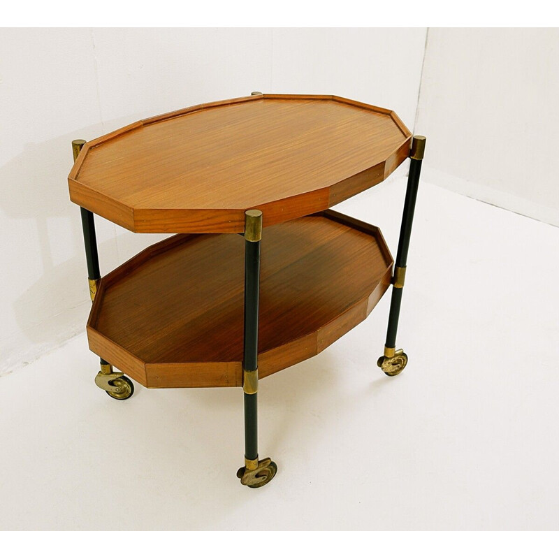 Vintage double shelf serving trolley by Bergonzi Italy 1950s