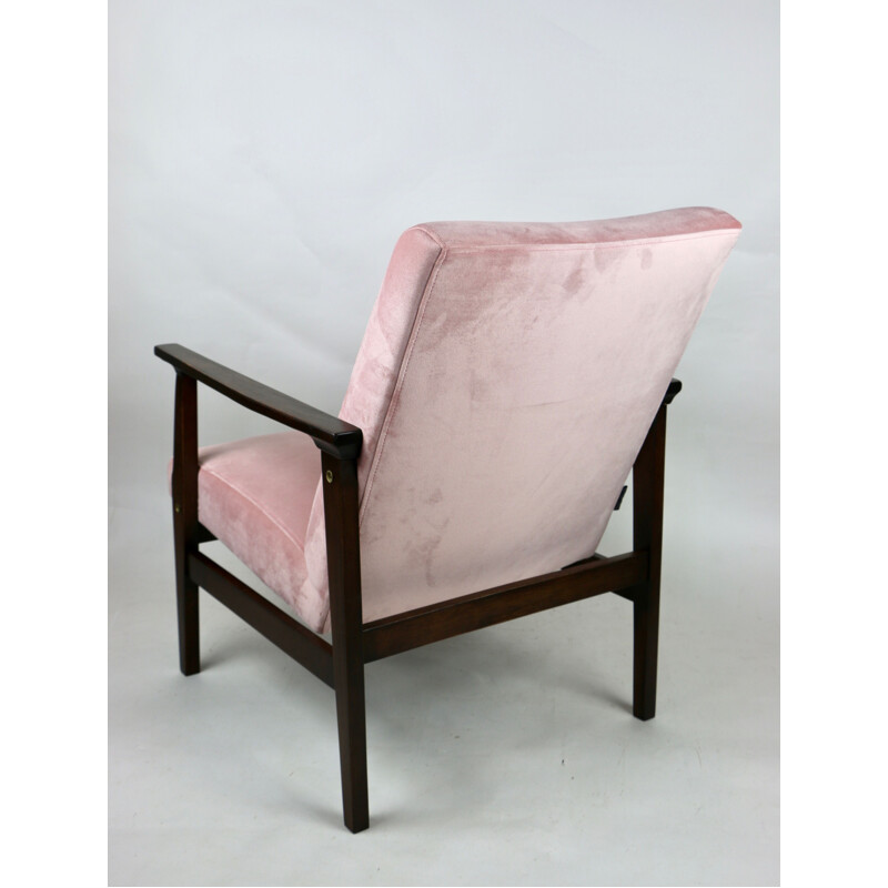 Vintage pink velvet armchair 1970s