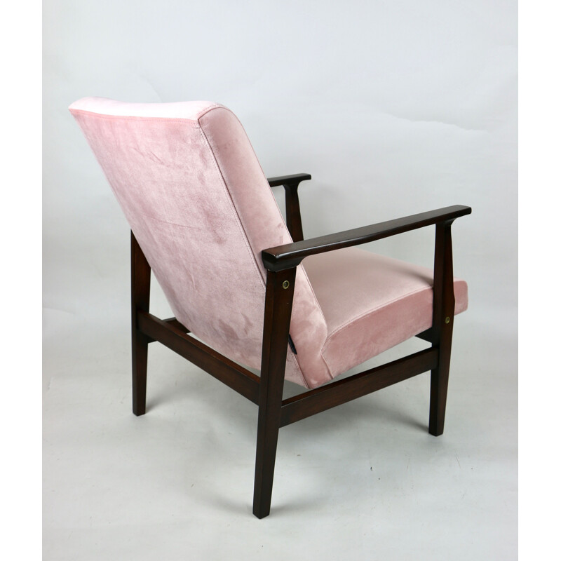 Vintage-Lounge-Sessel aus rosa Samt 1970