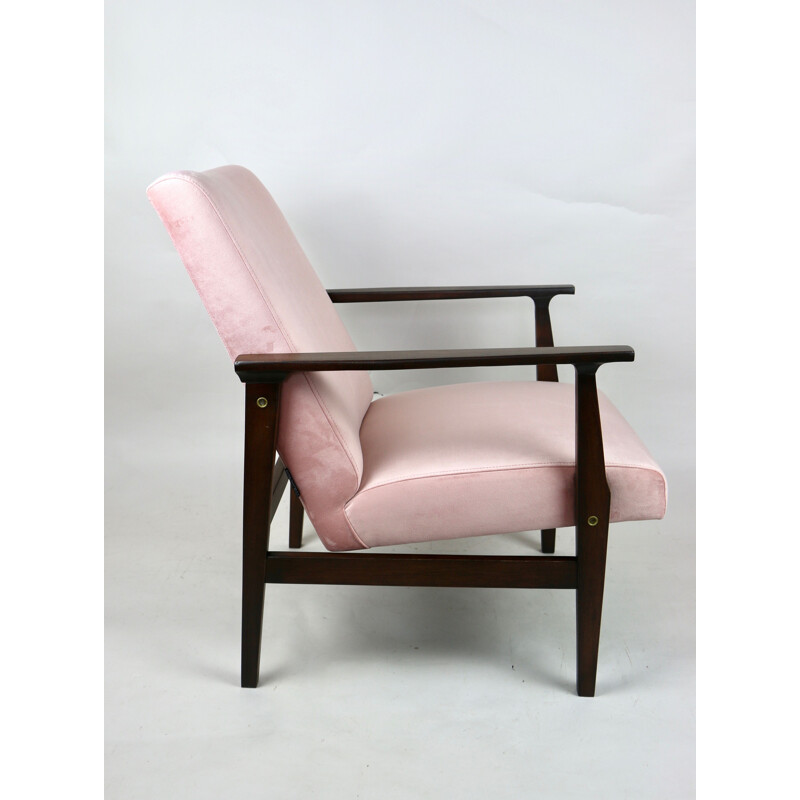 Vintage pink velvet armchair 1970s