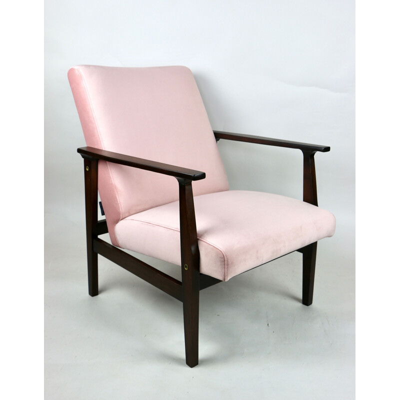 Vintage-Lounge-Sessel aus rosa Samt 1970