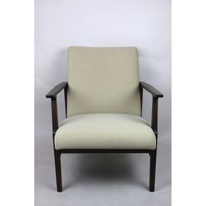 Vintage-Sessel aus beigem Samt 1970