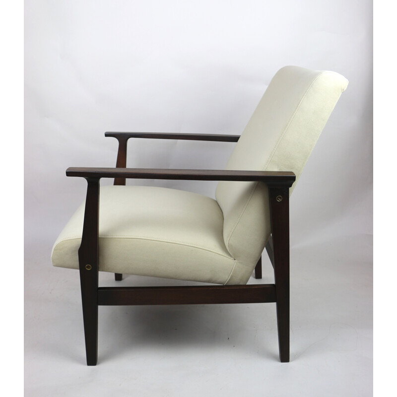 Vintage beige velvet armchair 1970s