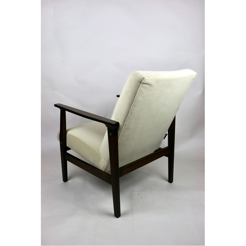 Fauteuil vintage en velours beige 1970