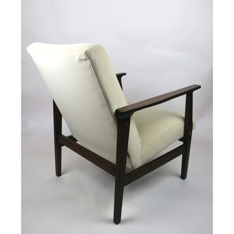 Vintage beige fluwelen fauteuil 1970