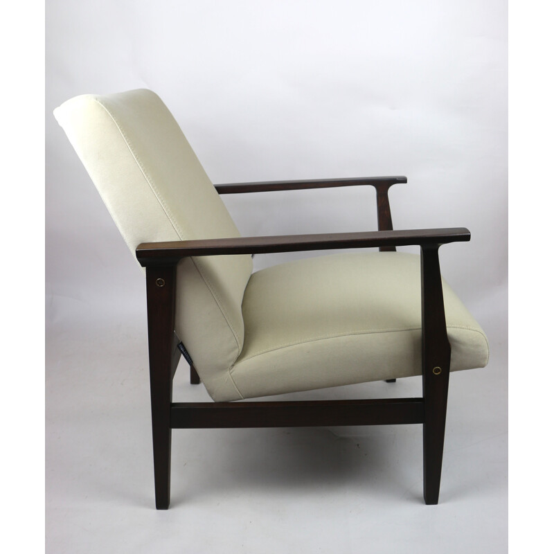 Fauteuil vintage en velours beige 1970