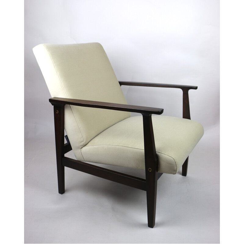 Vintage beige velvet armchair 1970s