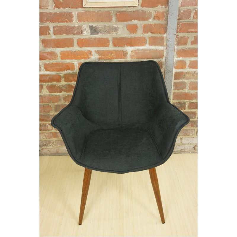 Vintage fabric and metal armchair