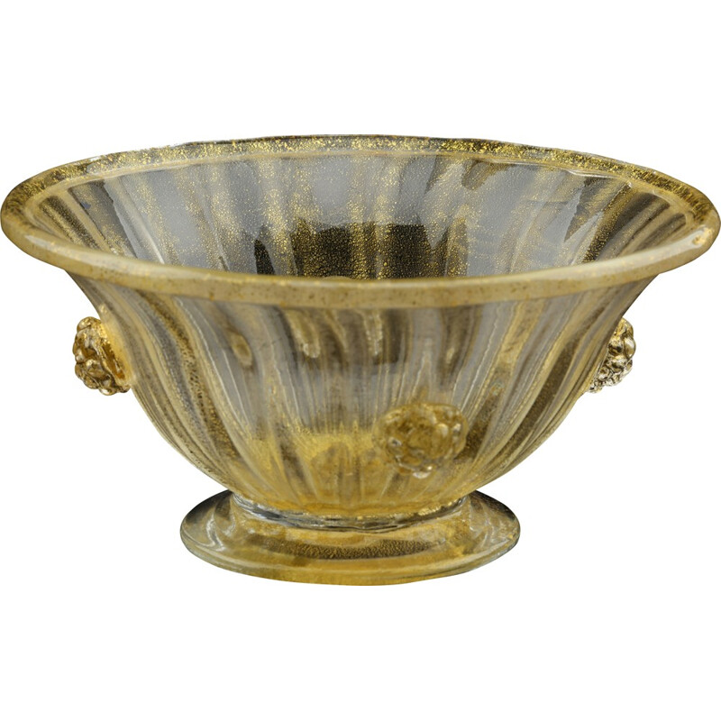 Casa del Regalo Bortoli Antique gold foil bowl in Murano glass - 1950s