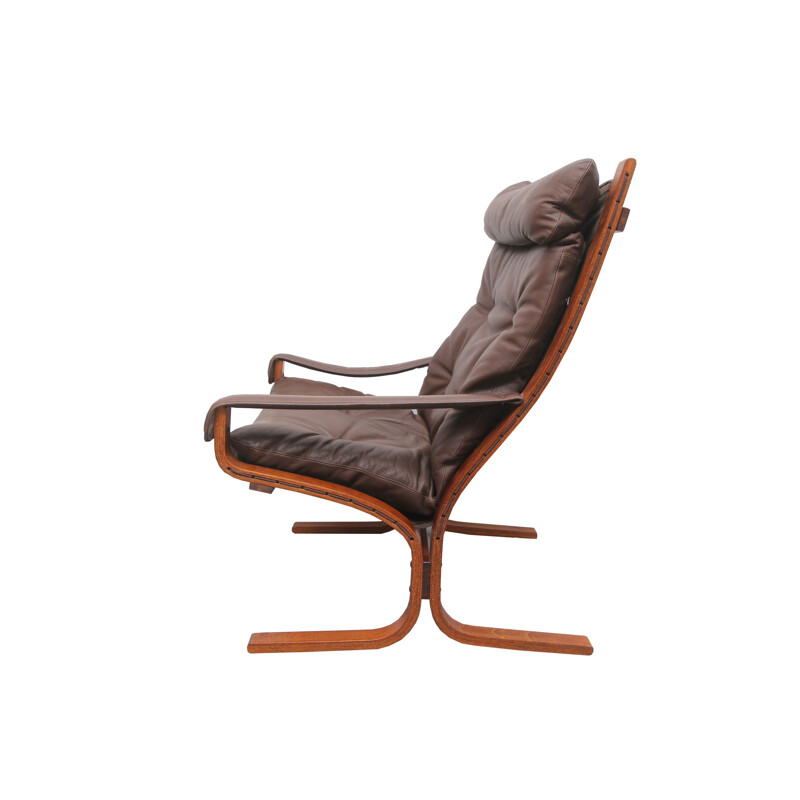 Vintage Siesta armchair in dark brown leather 1970s