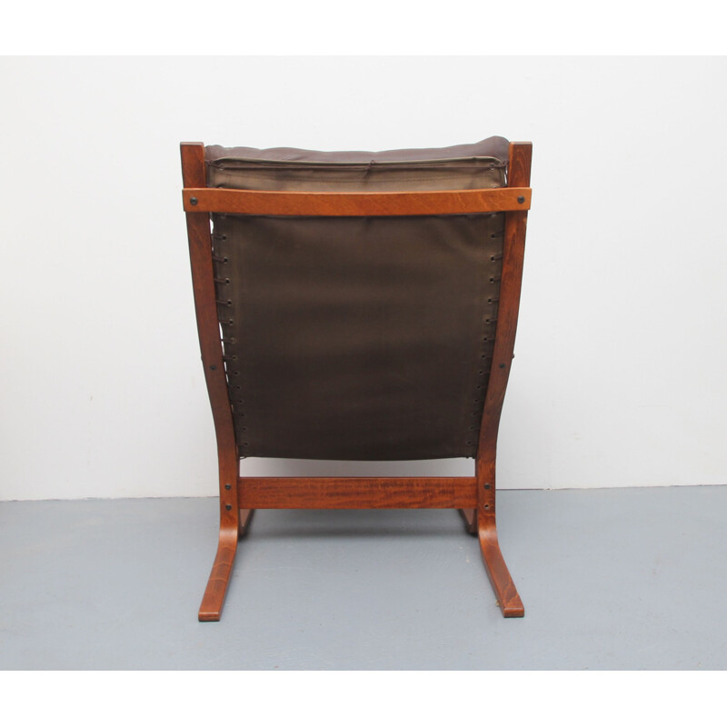 Vintage Siesta armchair in dark brown leather 1970s