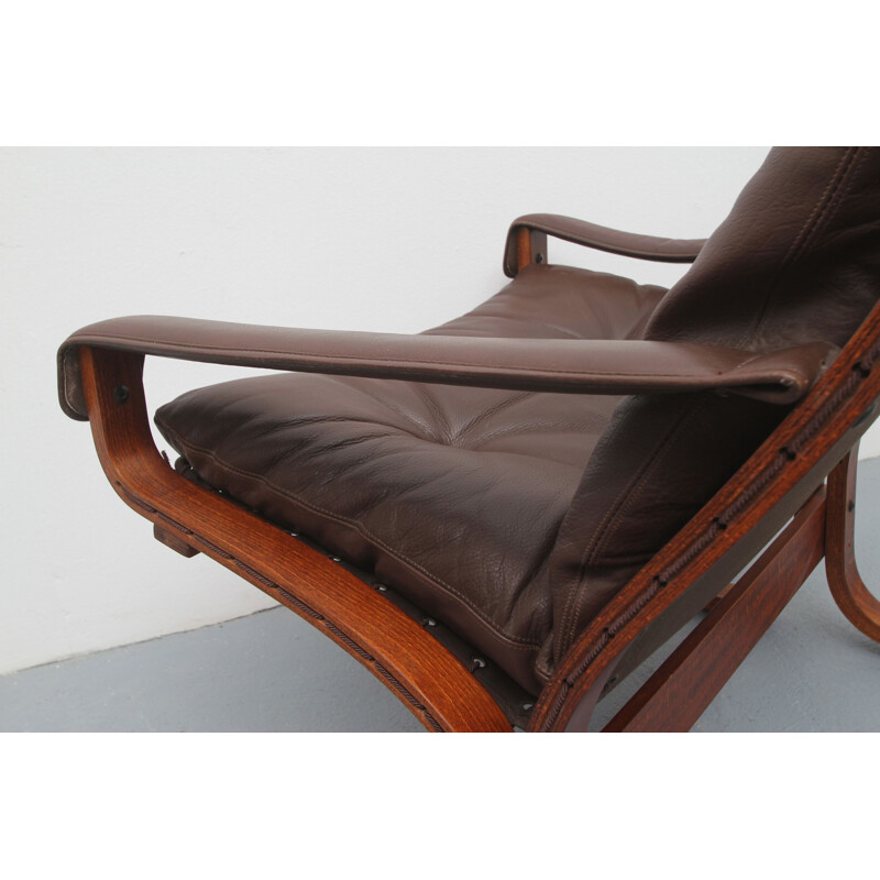 Vintage Siesta armchair in dark brown leather 1970s