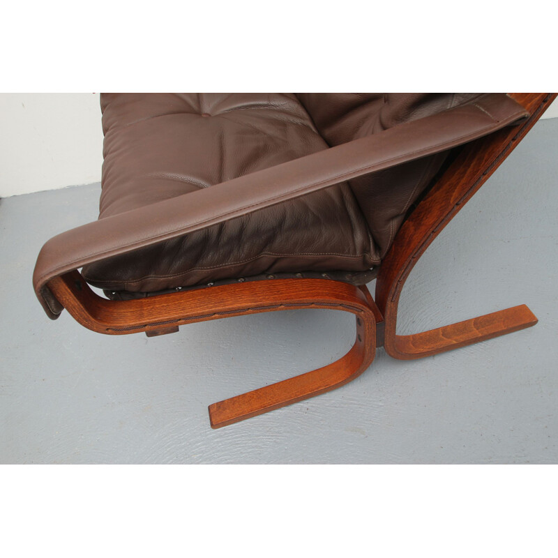 Vintage Siesta armchair in dark brown leather 1970s